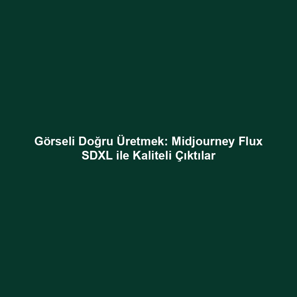 Görseli Doğru Üretmek: Midjourney Flux SDXL ile Kaliteli Çıktılar